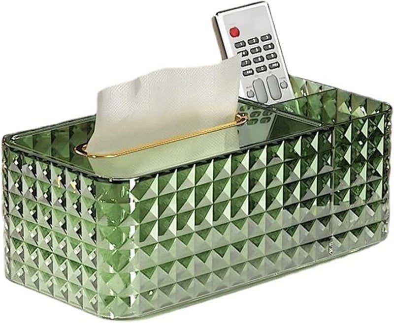 حامل صندوق المناديل الأخضر مع أدراج تخزين فم واسع حواف ناعمة لغرفة المعيشة غرفة النوم - Image 5